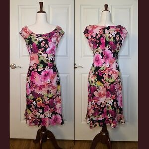 VTG Connected Apparel Black & Pink Floral Dress